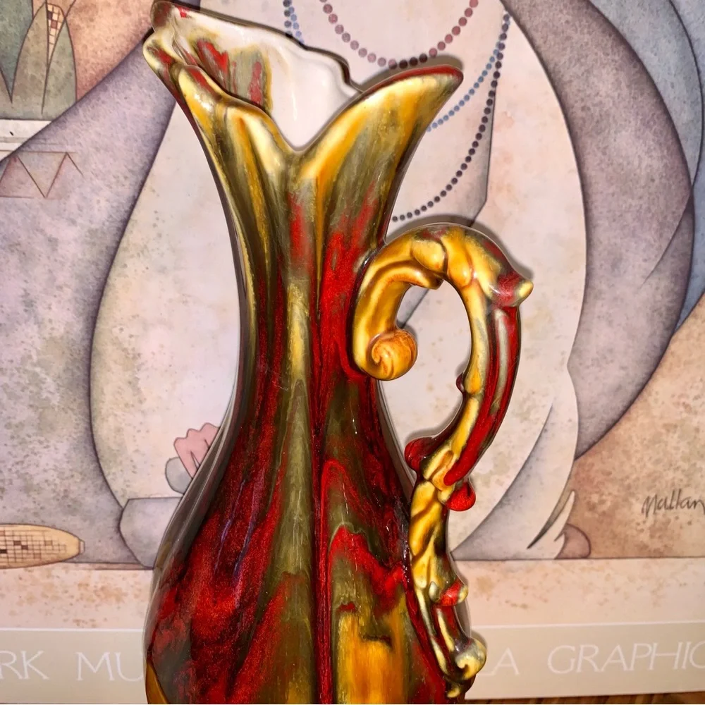 v i n t a g e :: Tall Midcentury Modern MCM Drip Vase Pottery Pitcher - Picture 14 of 15